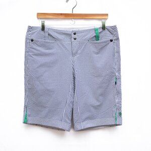 Vtg Y2k Lululemon Seersucker Beach Shorts Womens 36W Golf Bermudas Gray/White